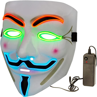 Mặt nạ đèn LED trắng Halloween V dành cho chàng trai ẩn danh Mặt nạ Vendetta