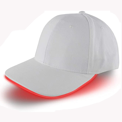 Mũ lưỡi trai bóng chày LED phát sáng với đèn đỏ Màu trắng