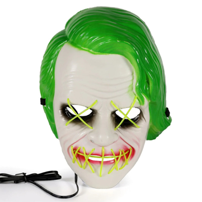 Màu xanh lá cây Joker Halloween Led Light Up Mặt nạ cho bữa tiệc hóa trang Cosplay
