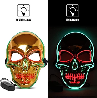 Halloween Scary Skeleton Light Up Full Face Mask Phát sáng trong bóng tối Người lớn Vàng