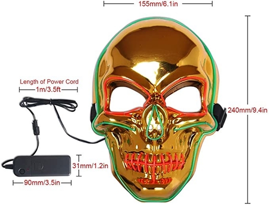 Halloween Scary Skeleton Light Up Full Face Mask Phát sáng trong bóng tối Người lớn Vàng
