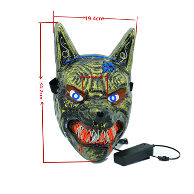 Sói động vật đáng sợ Halloween LED mặt nạ cho nam giới nữ phát sáng trong bóng tối