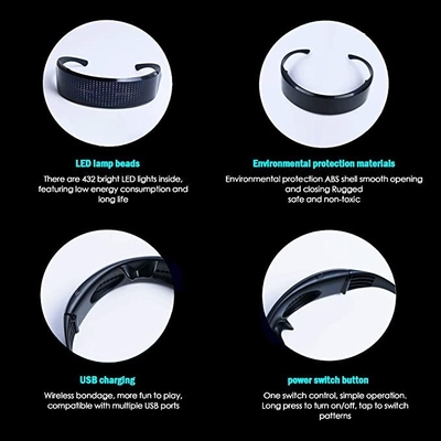 Bluetooth LED Kính dạ quang Chương trình Tin nhắn Hoạt hình Vẽ Bộ cân bằng