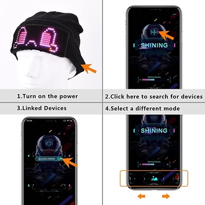 Màn hình LED Mũ chiếu sáng Mũ đèn hiệu Bluetooth APP có thể lập trình