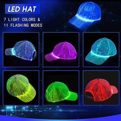 Mũ lưỡi trai bóng chày LED phát sáng với 7 màu sạc nhẹ USB