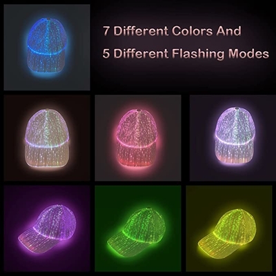 7 đèn màu LED Mũ bóng chày Mũ nhấp nháy sáng cho tiệc disco