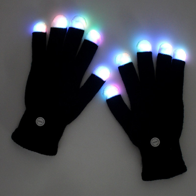 Đèn LED phát sáng Tiệc sáng lên Găng tay ngón tay nhấp nháy Màu đen