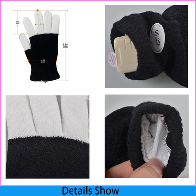 Knit Light Up Găng tay Đèn ngón tay 3 màu 6 chế độ nhấp nháy cho người lớn