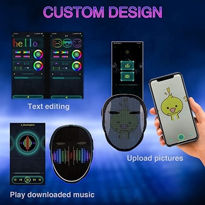 APP Control Party LED Mask USB Có thể sạc lại Hình ảnh DIY Hình ảnh cho Halloween Cosplay