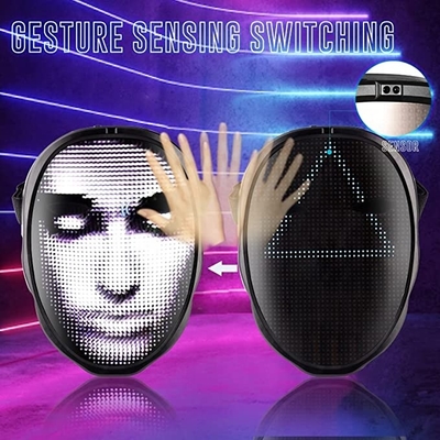 APP Control Party LED Mask USB Có thể sạc lại Hình ảnh DIY Hình ảnh cho Halloween Cosplay